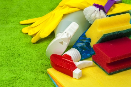 Carpet cleaning team member reviewing a trained service checklist